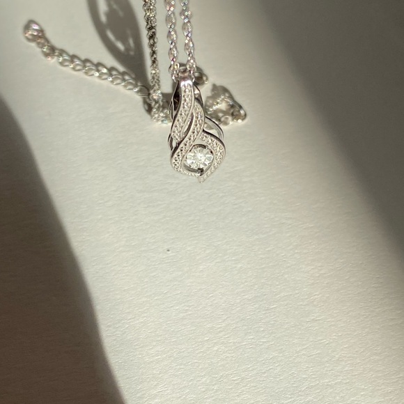 GENUINE Diamond necklace 925 Sterling silver - Picture 4 of 15